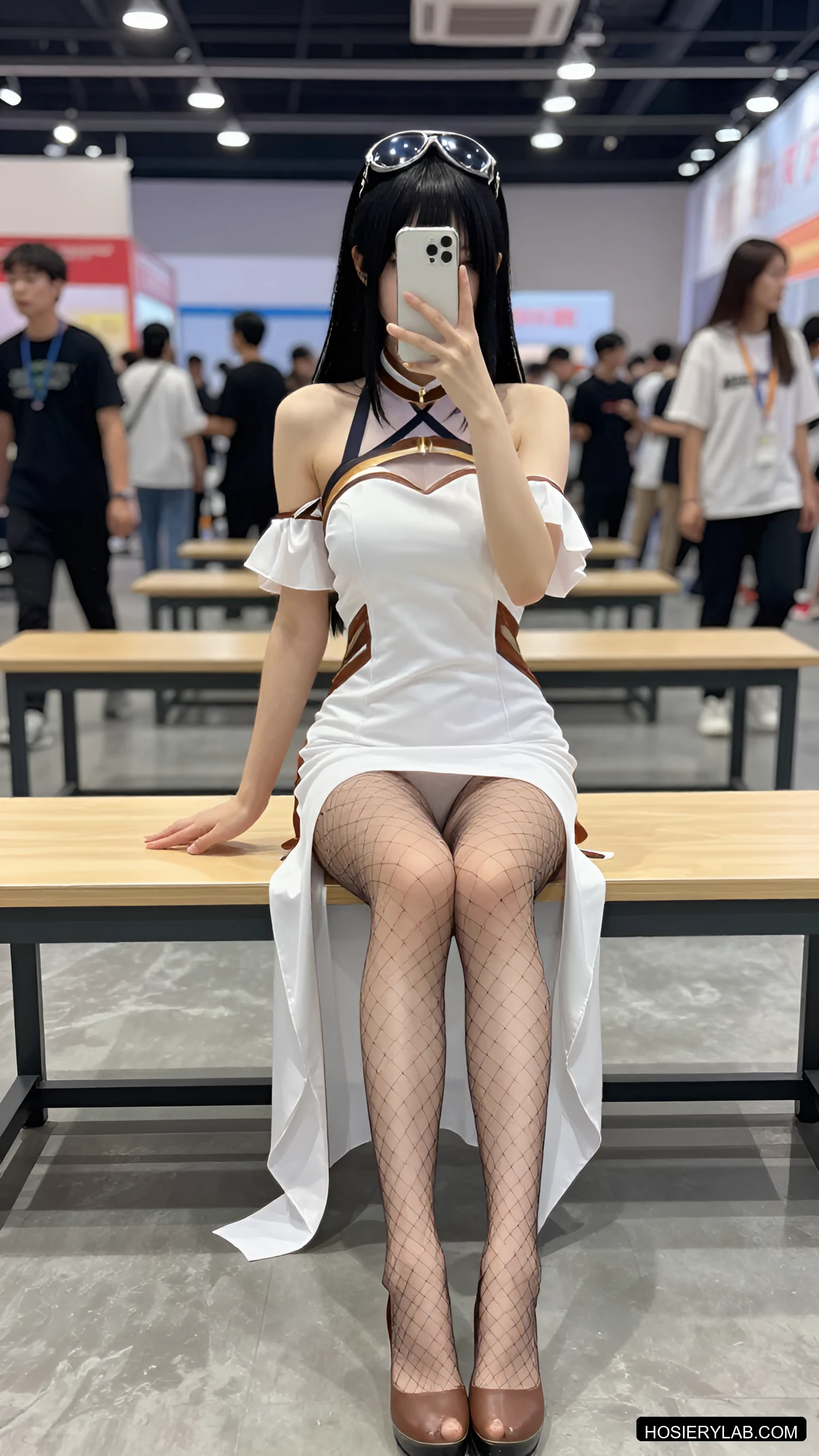 罗纹 网眼 25D 酒红 网袜 visual reference