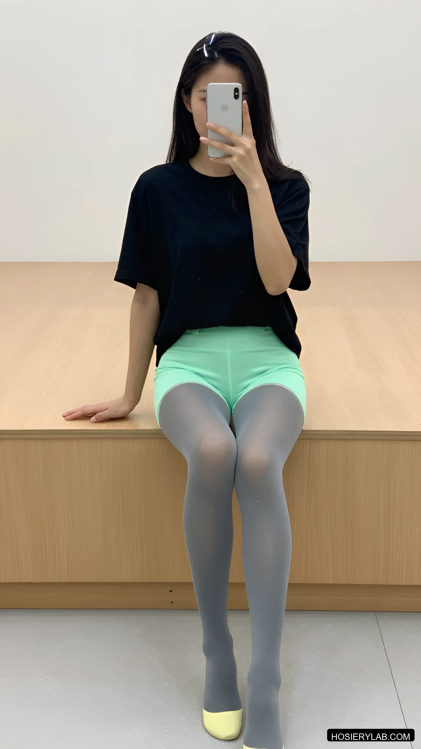 薄透 8D 炭灰 大腿袜 visual reference