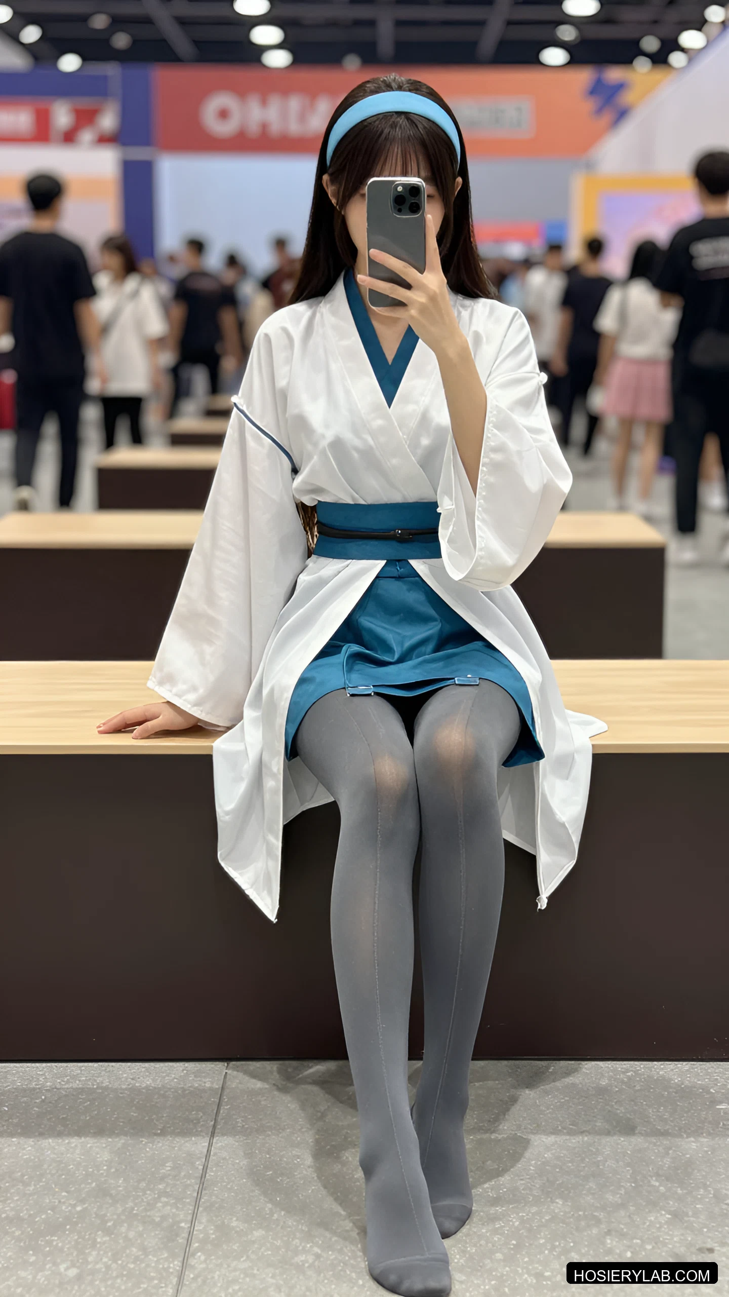 后缝线 薄透 15D 纯白 大腿袜 visual reference
