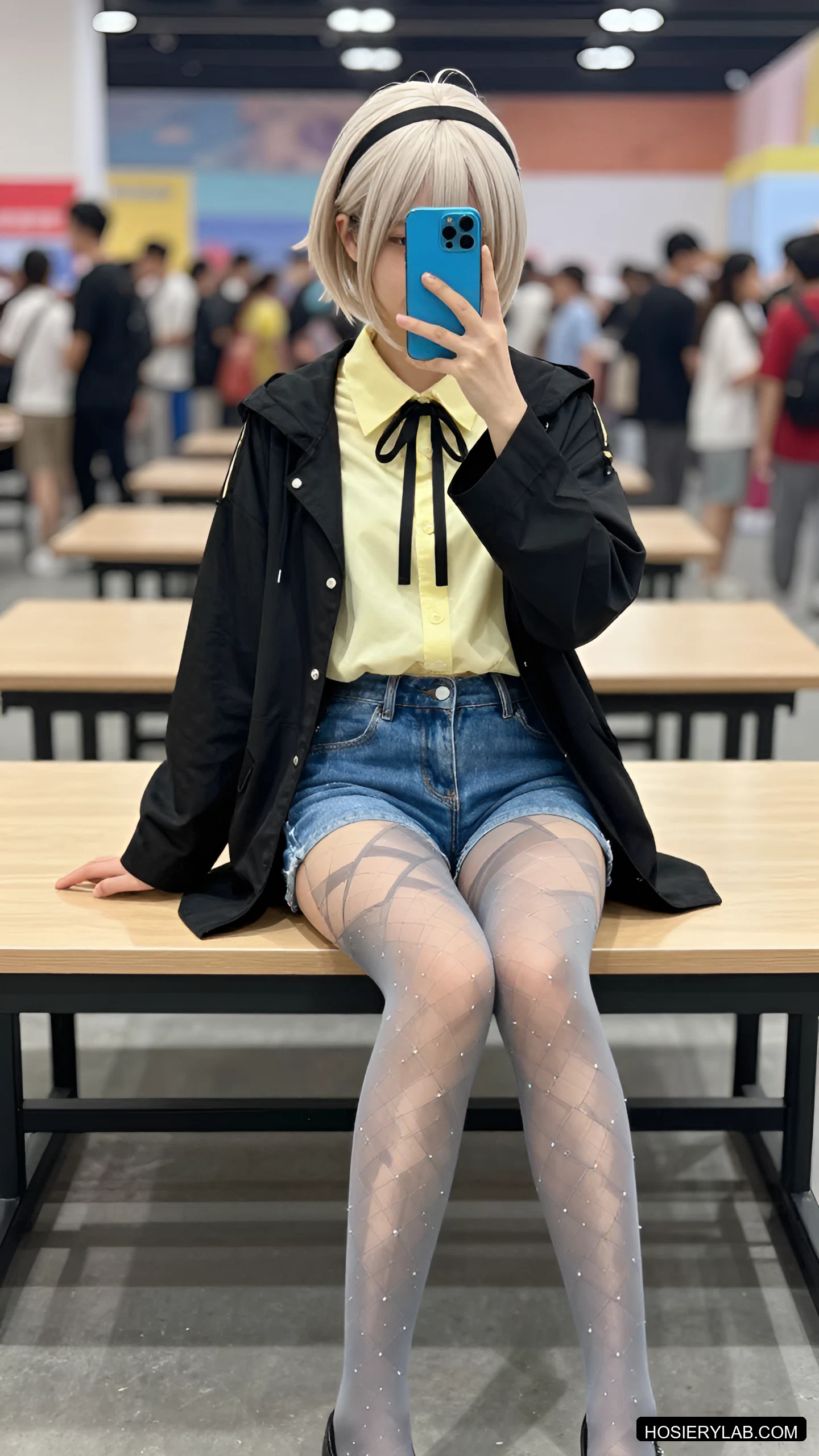 缎光 网眼 30D 炭灰 网袜 visual reference