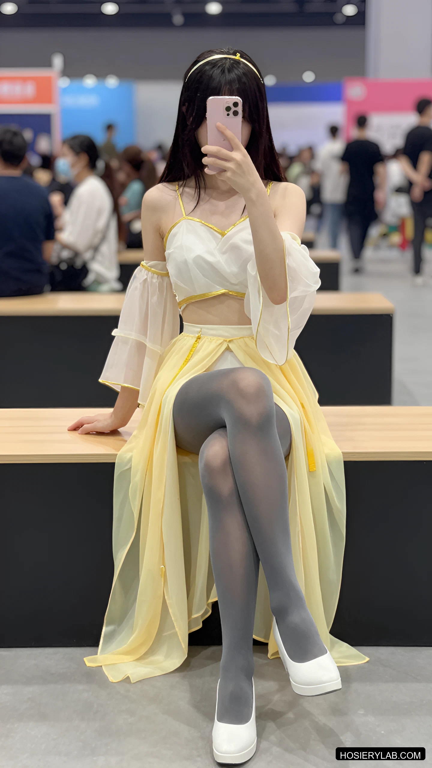 后缝线 缎光 不透 薄透 30D 炭灰 连裤袜 visual reference