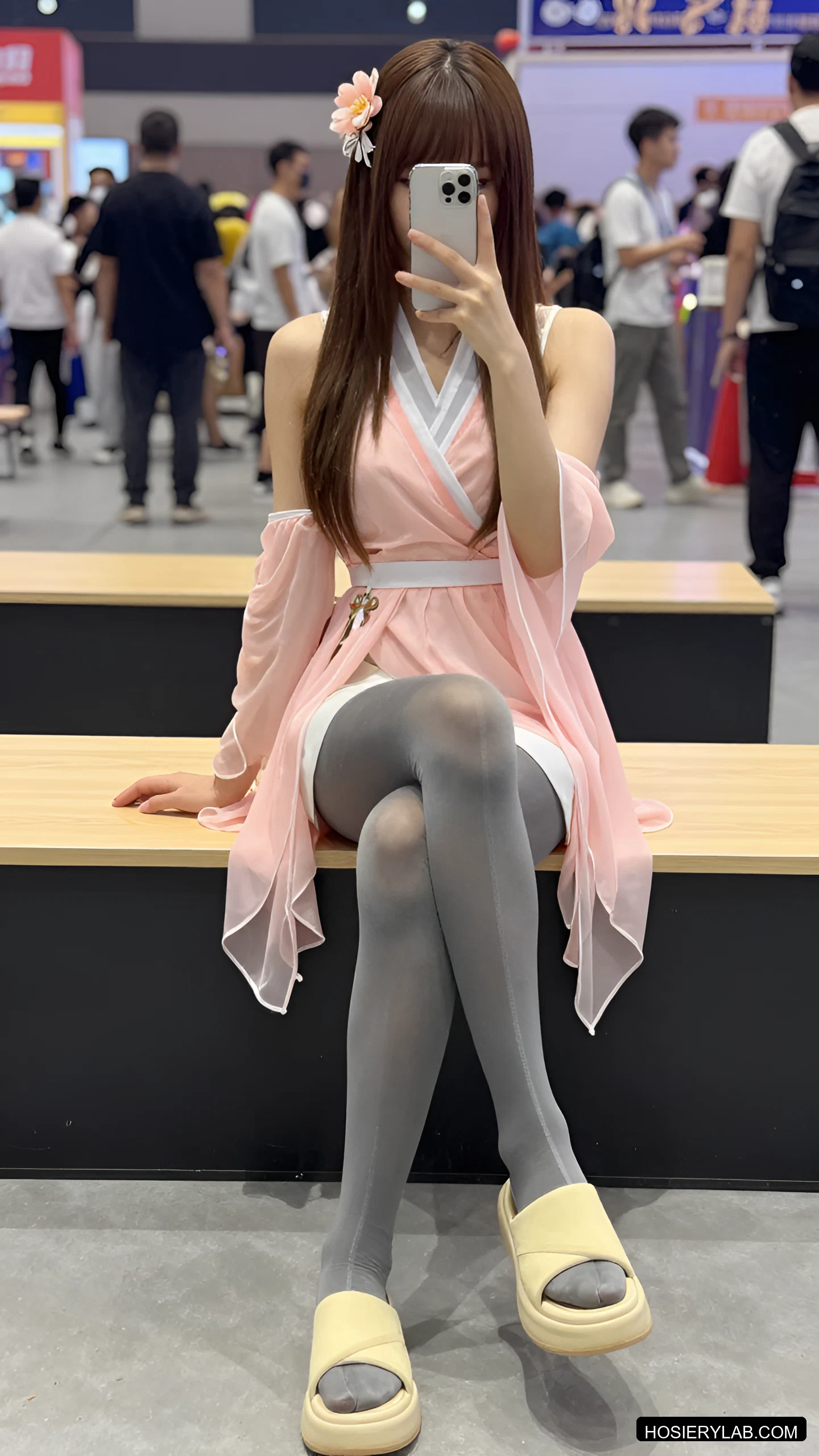 后缝线 薄透 10D 炭灰 大腿袜 visual reference