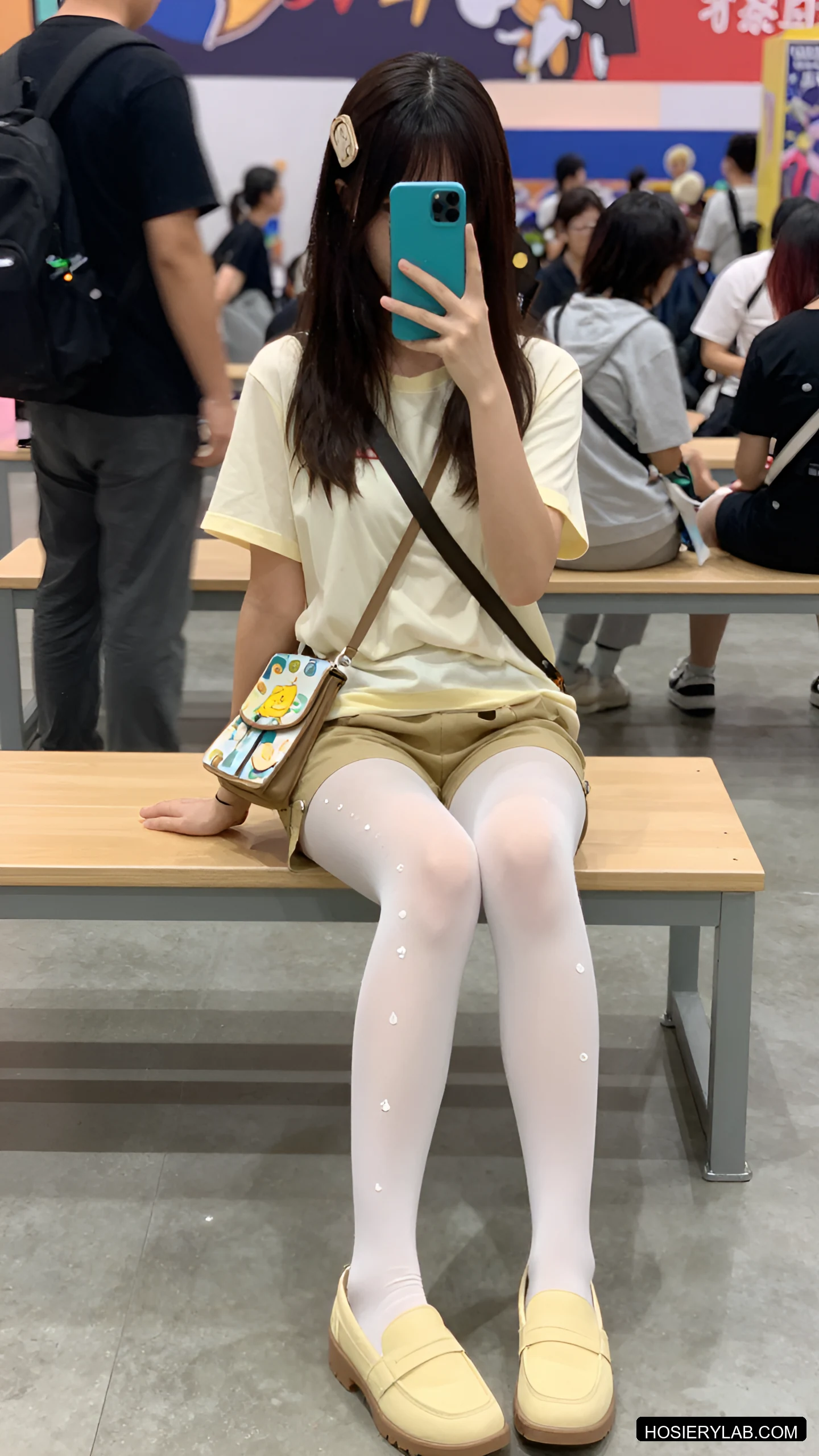 后缝线 缎光 15D 炭灰 大腿袜 visual reference
