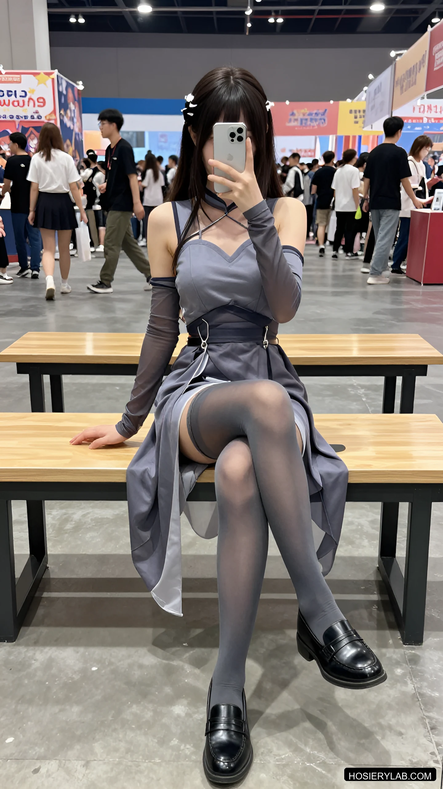 罗纹 蕾丝 吊带 15D 酒红 大腿袜 visual reference