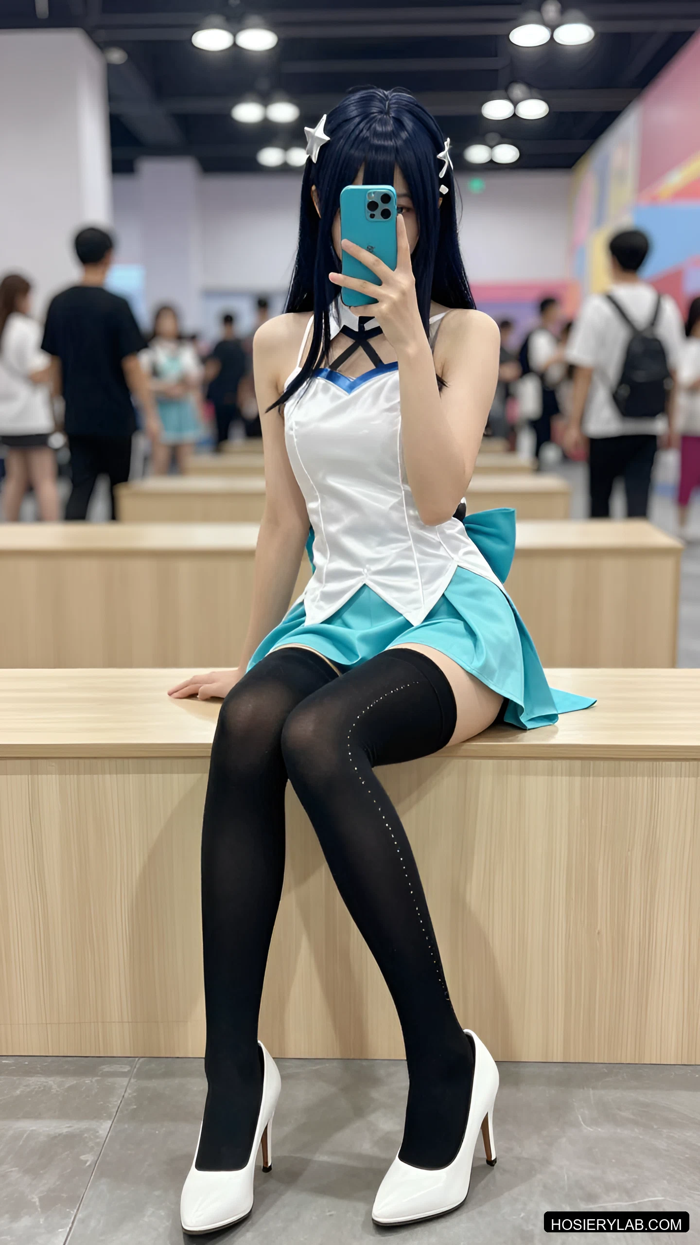 后缝线 8D 纯黑 连裤袜 visual reference
