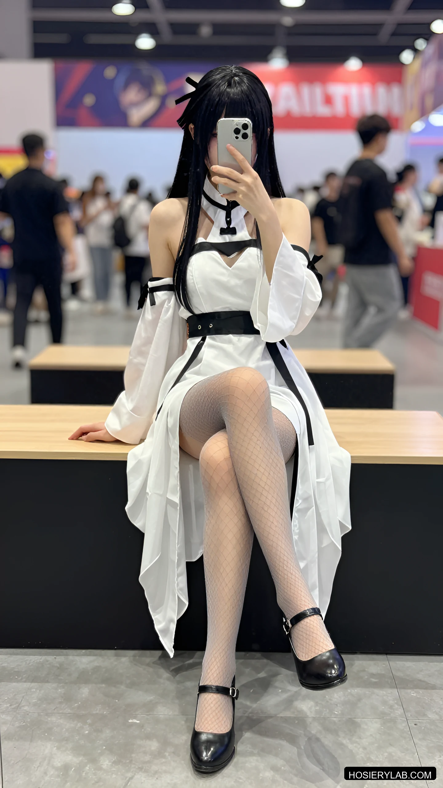 罗纹 网眼 15D 酒红 网袜 visual reference