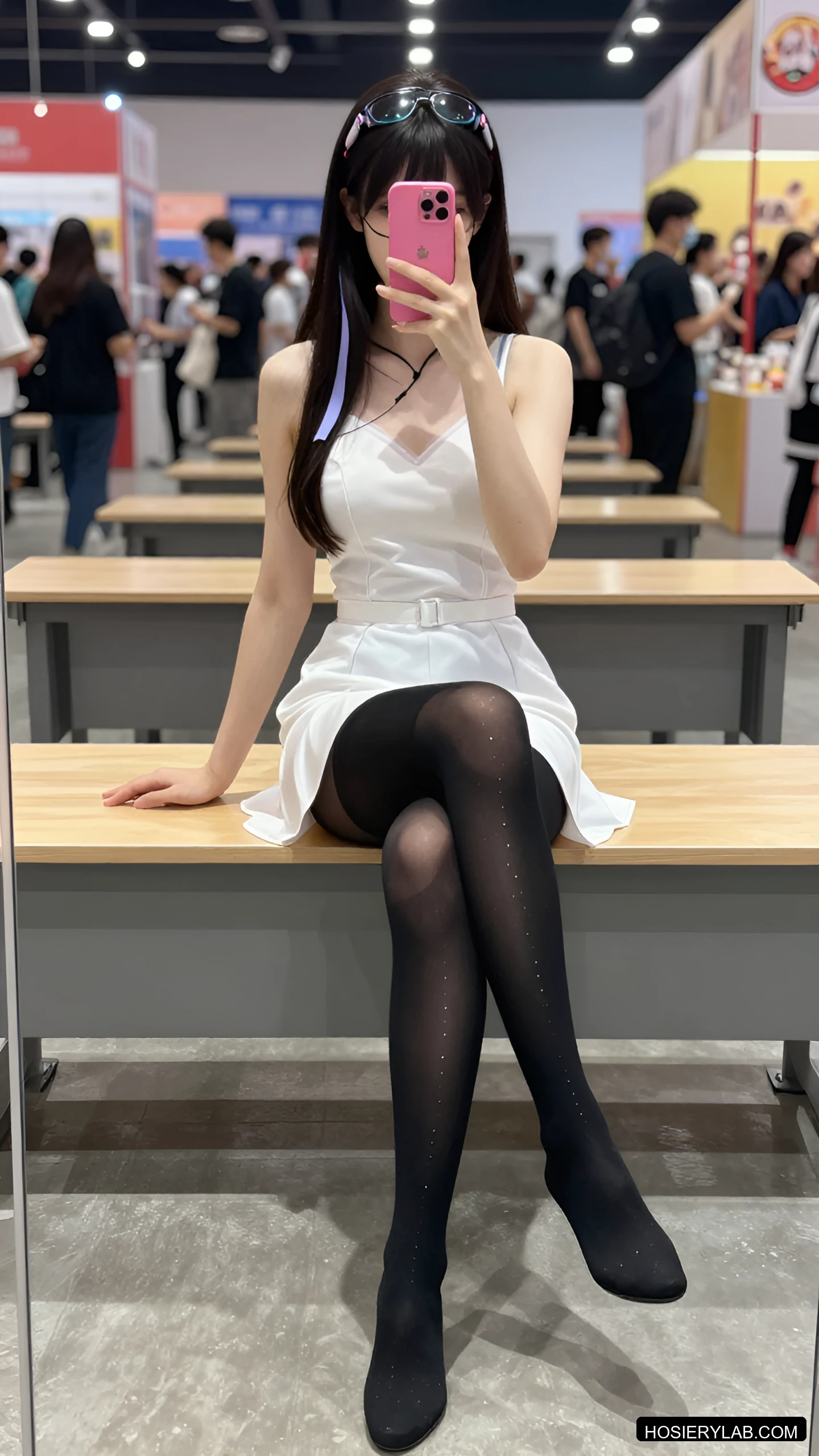 后缝线 不透 10D 炭灰 连裤袜 visual reference