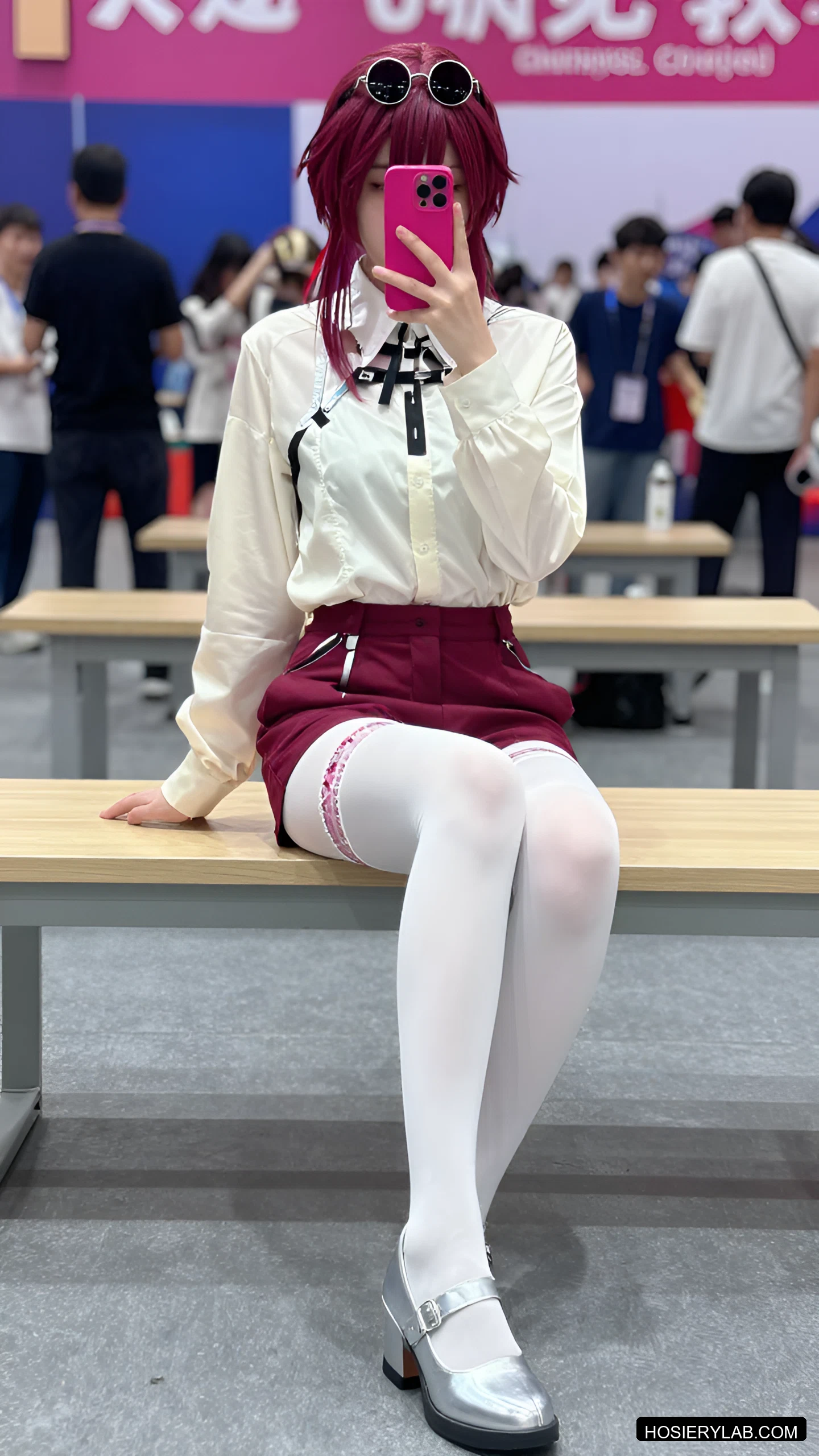 蕾丝 30D 海军蓝 大腿袜 visual reference