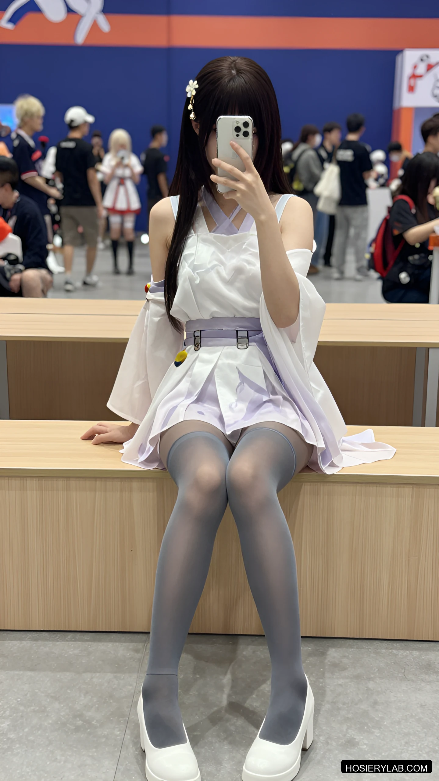 罗纹 薄透 10D 酒红 大腿袜 visual reference