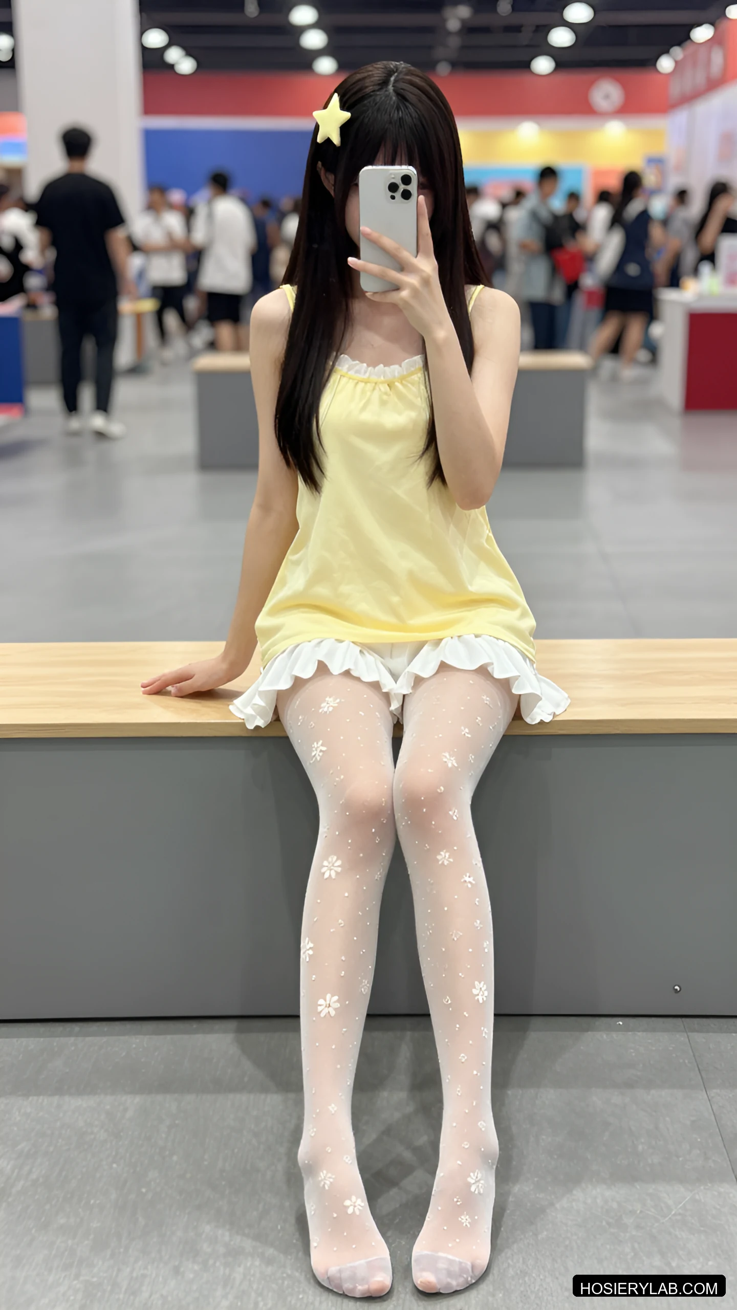 后缝线 蕾丝 10D 炭灰 连裤袜 visual reference