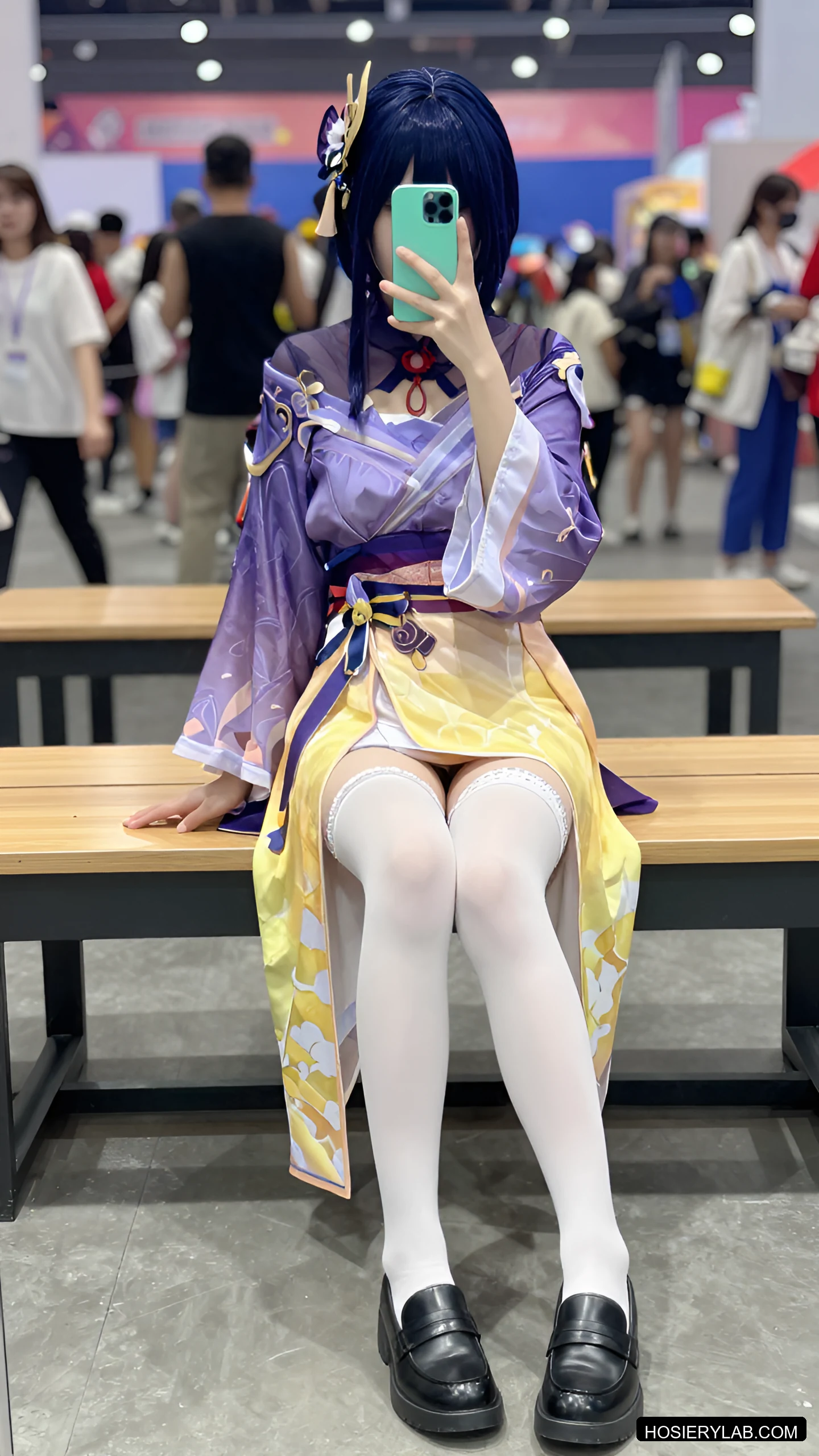 缎光 蕾丝 25D 炭灰 大腿袜 visual reference