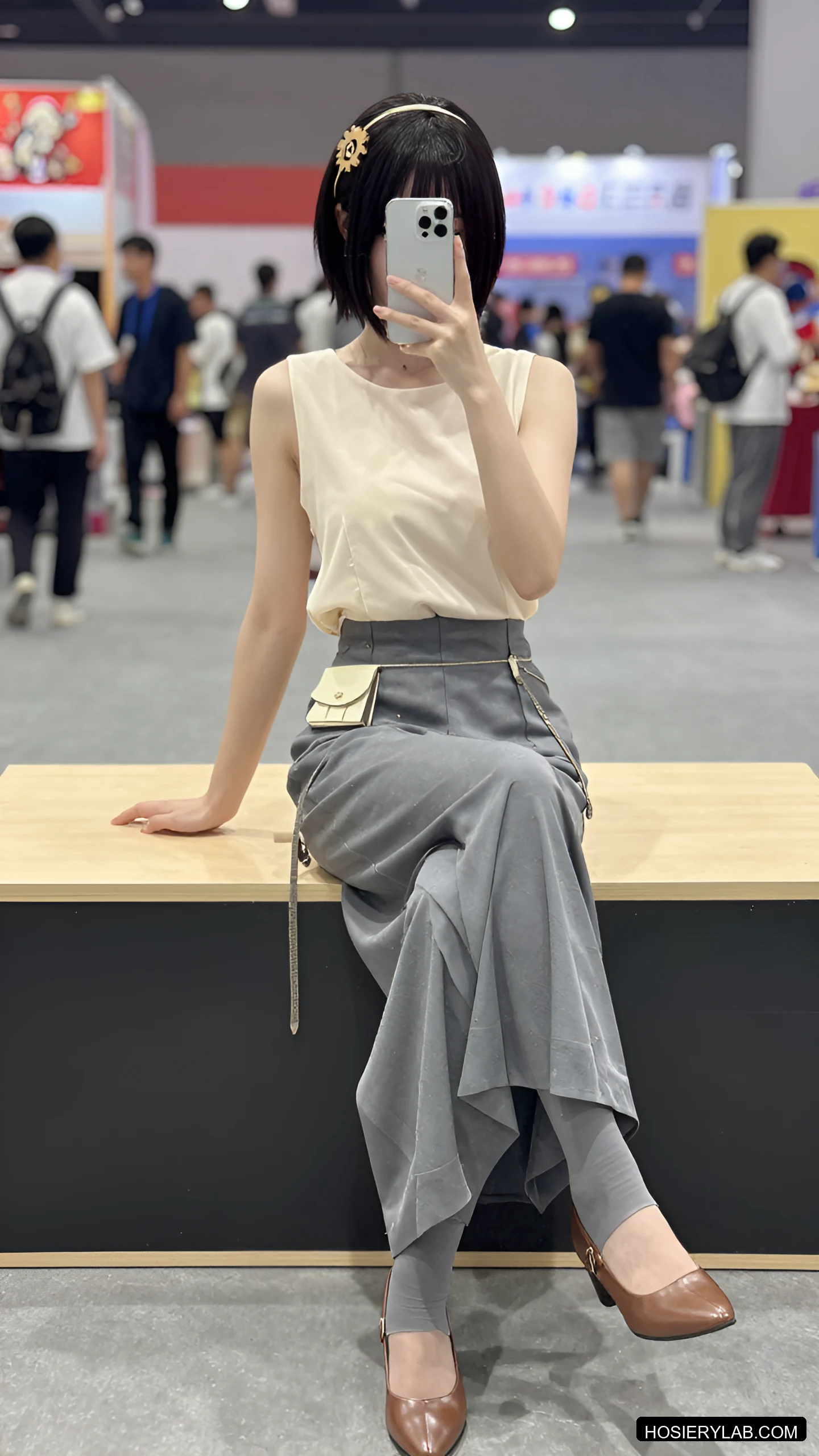 吊带 薄透 30D 炭灰 吊带袜 visual reference