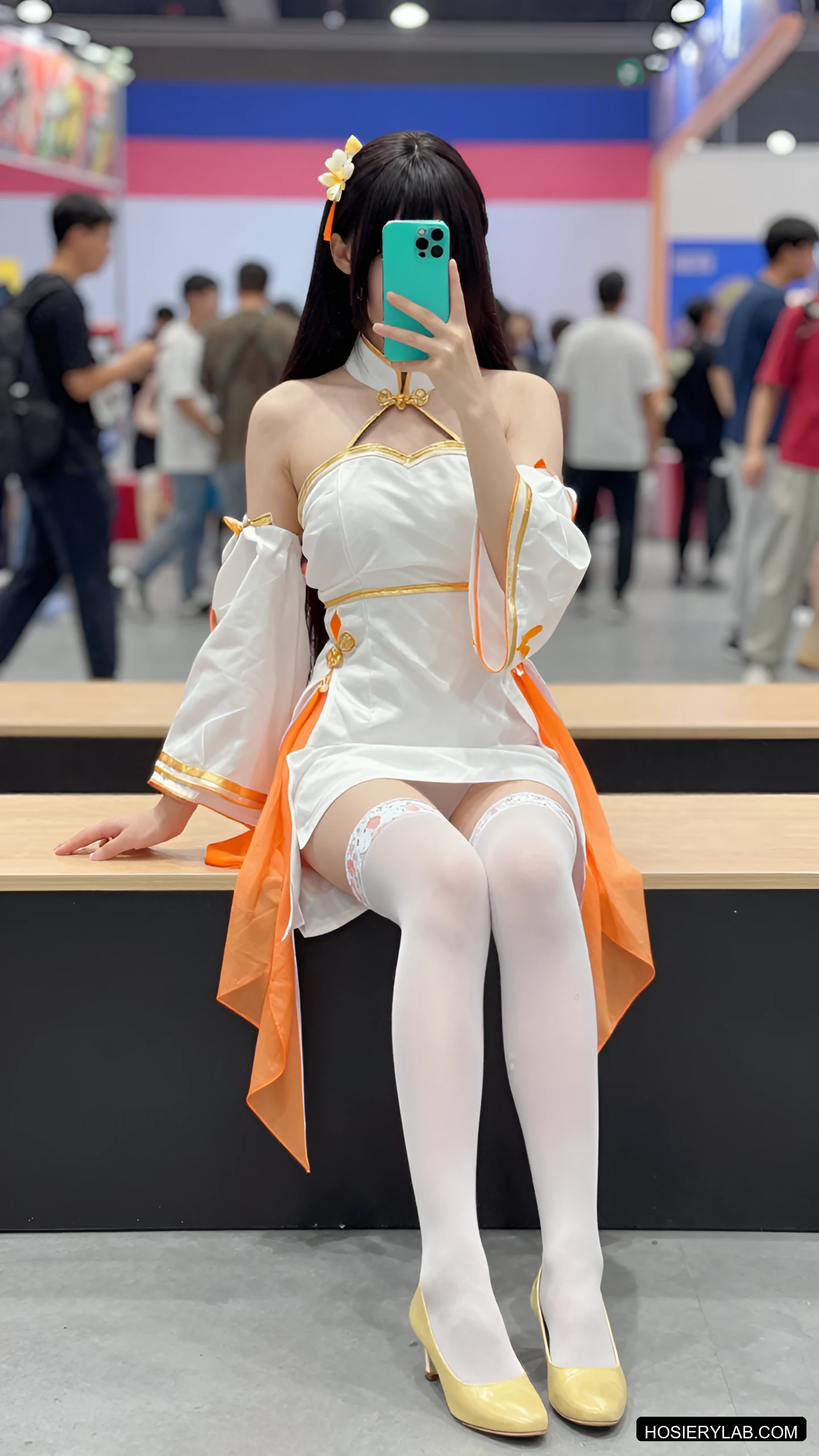 蕾丝 薄透 10D 纯白 大腿袜 visual reference