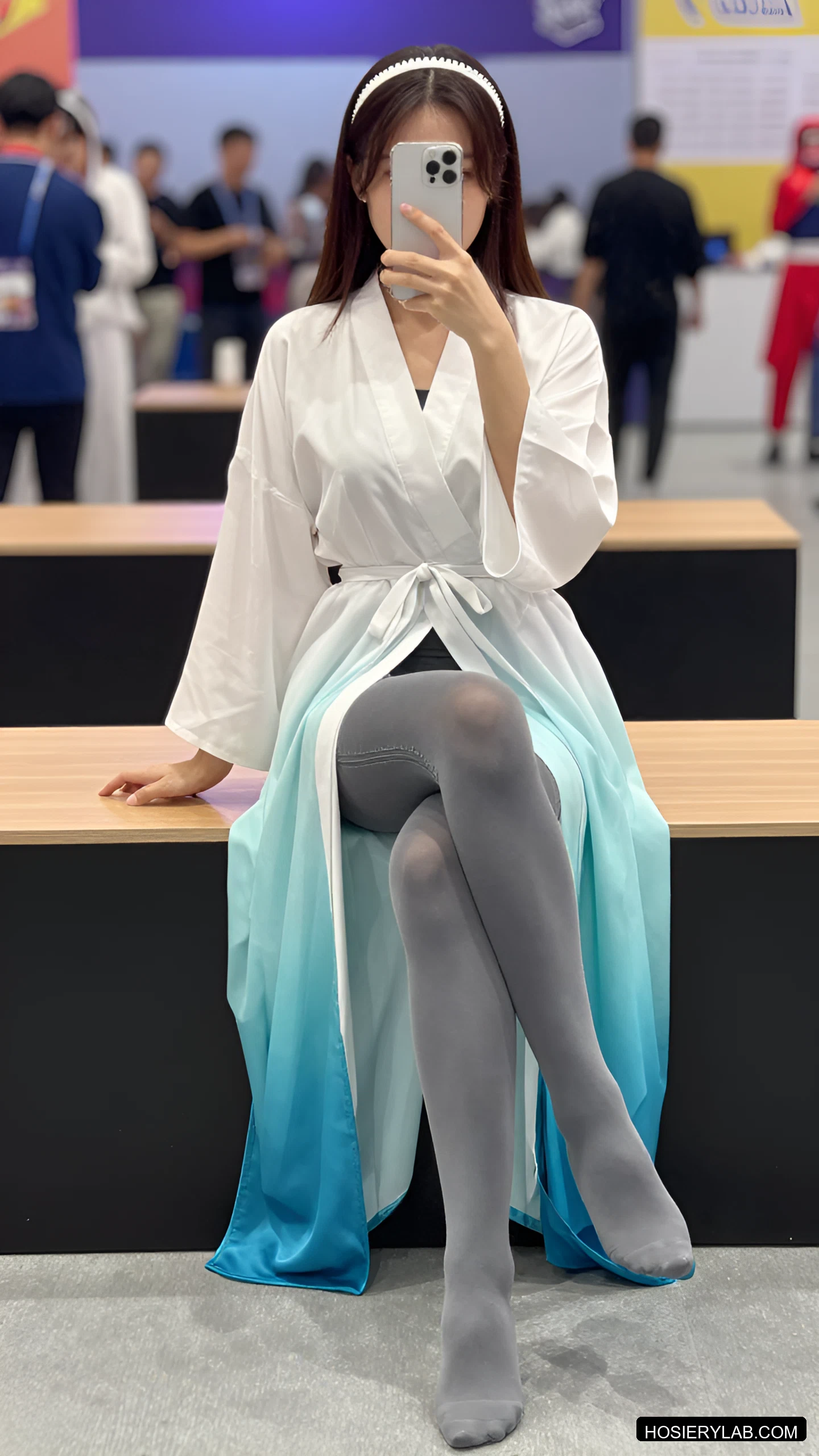 后缝线 8D 炭灰 大腿袜 visual reference