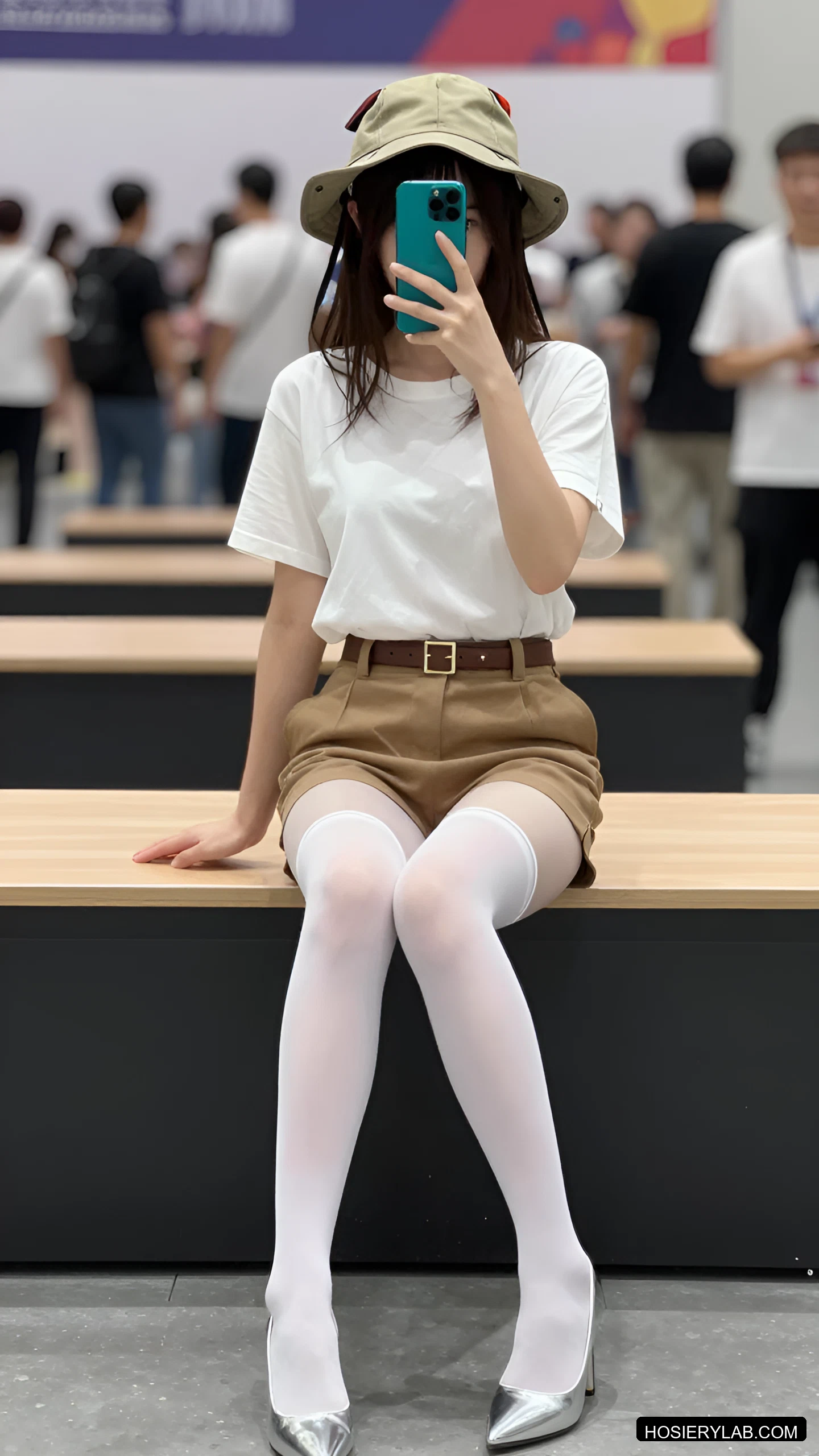 吊带 薄透 15D 纯白 吊带袜 visual reference