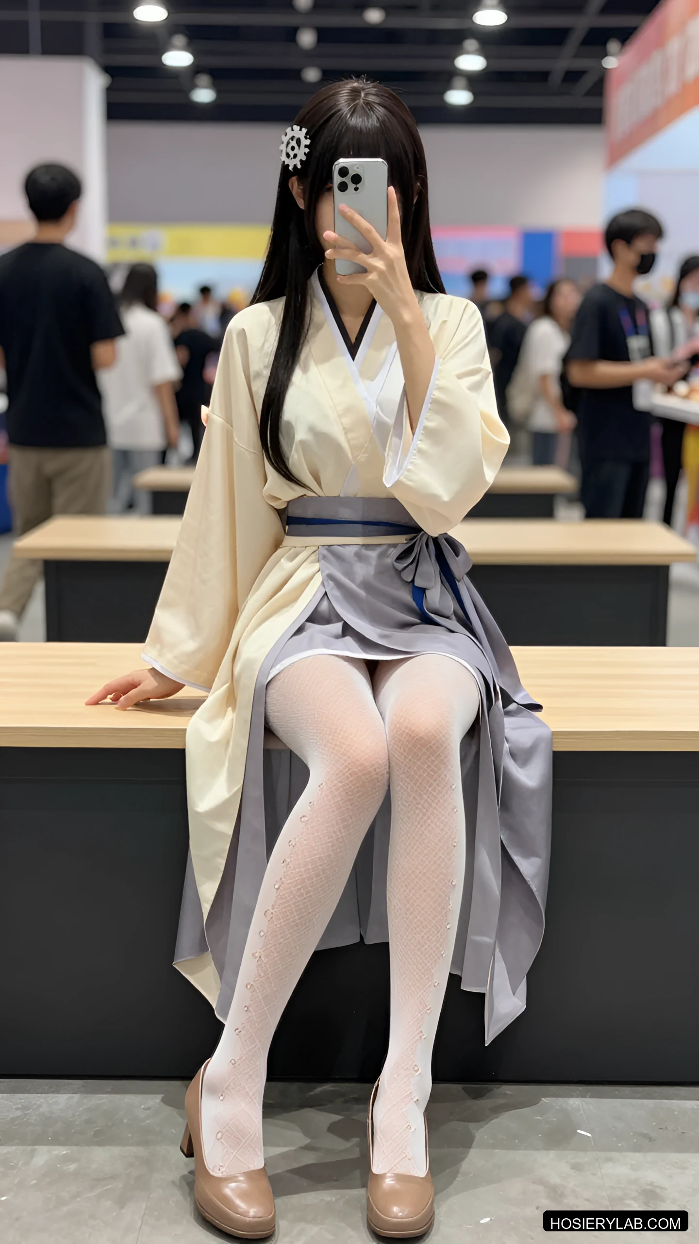 罗纹 网眼 12D 酒红 网袜 visual reference