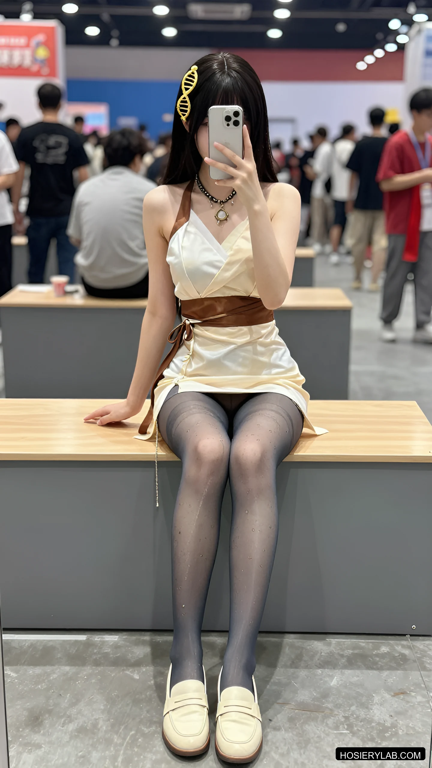 后缝线 吊带 薄透 8D 炭灰 吊带袜 visual reference