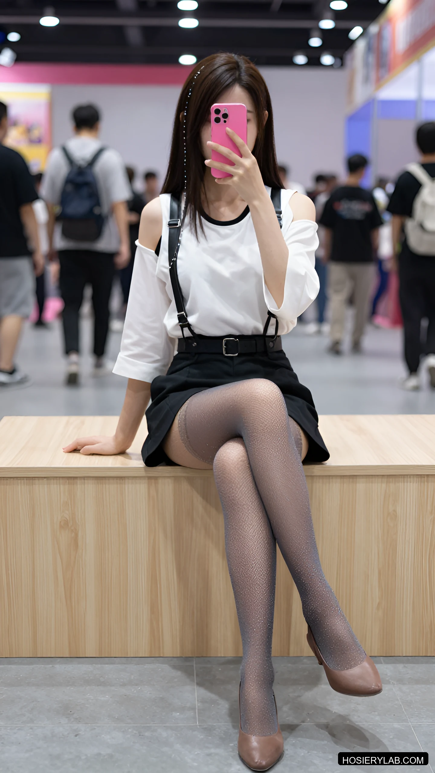 网眼 不透 薄透 5D 炭灰 网袜 visual reference