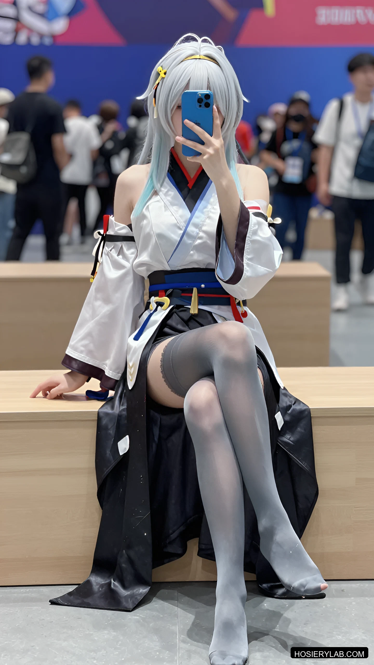 缎光 蕾丝 薄透 12D 炭灰 连裤袜 visual reference
