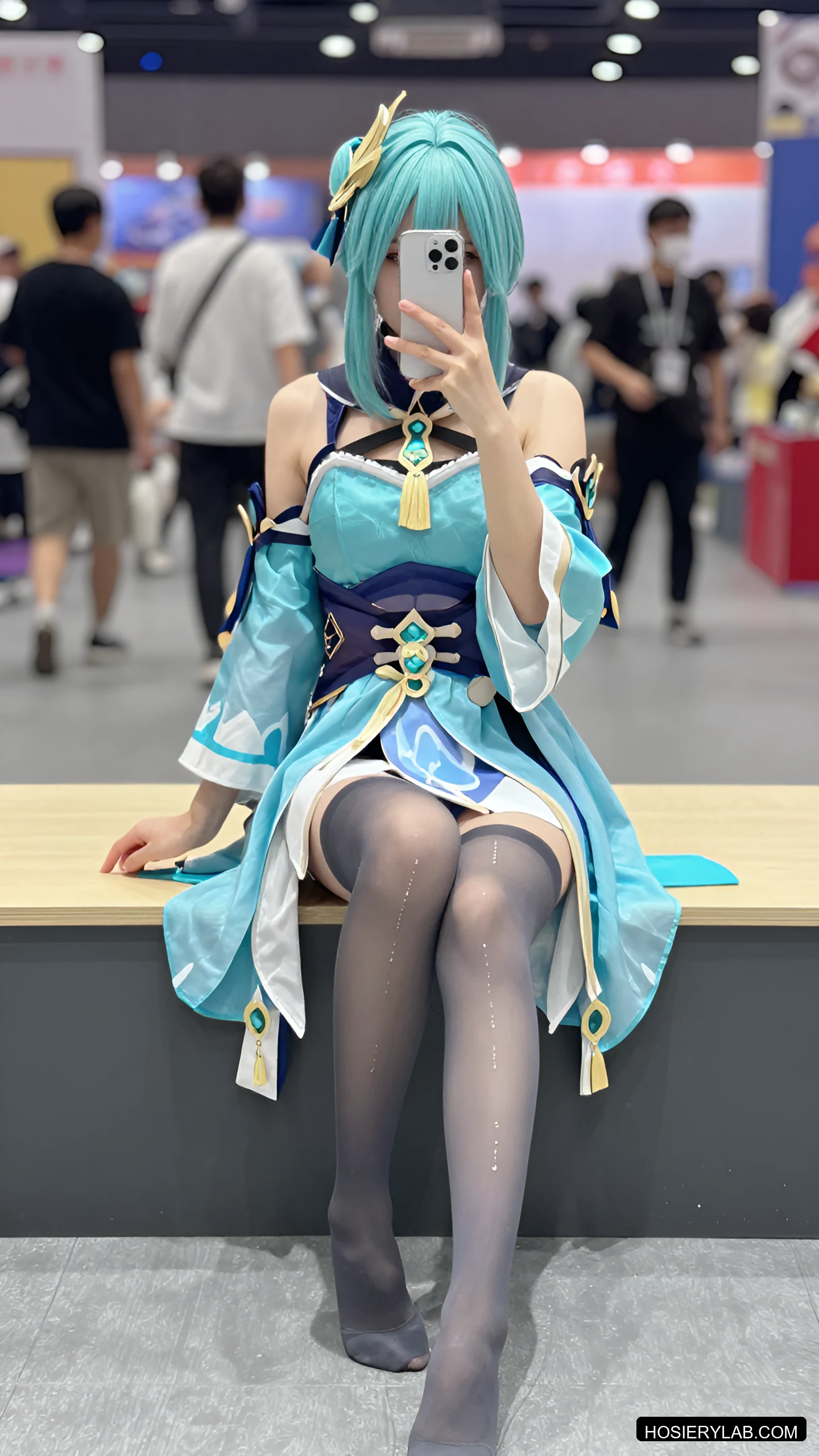 后缝线 薄透 20D 炭灰 大腿袜 visual reference
