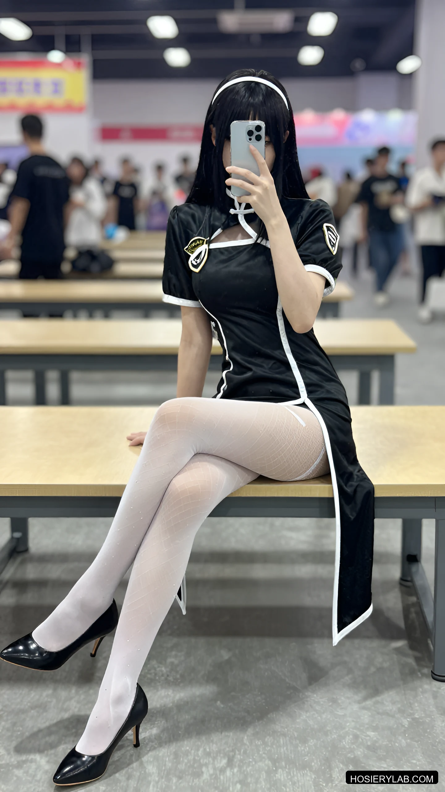 缎光 网眼 薄透 12D 纯白 网袜 visual reference