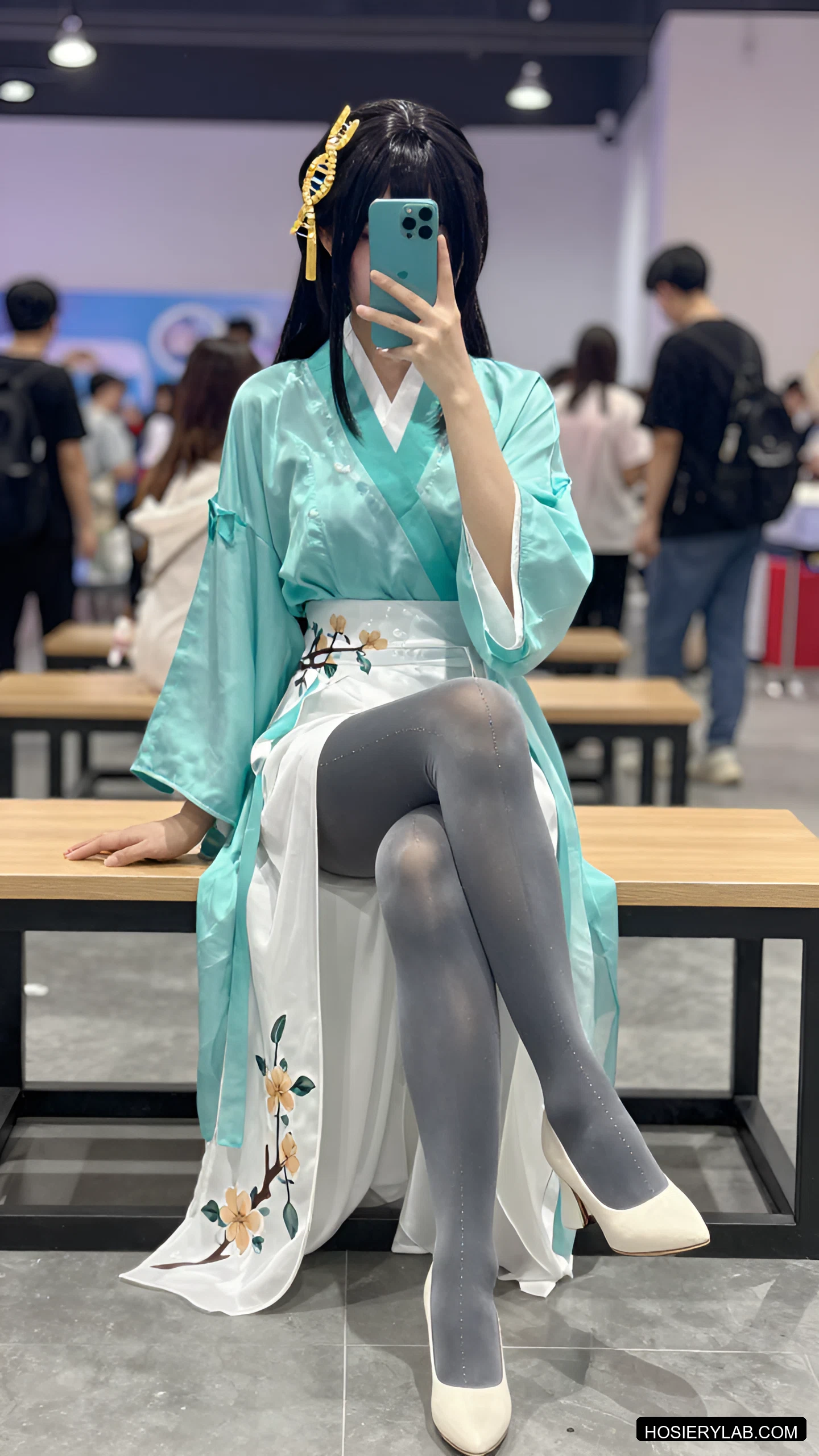 后缝线 缎光 15D 炭灰 连裤袜 visual reference