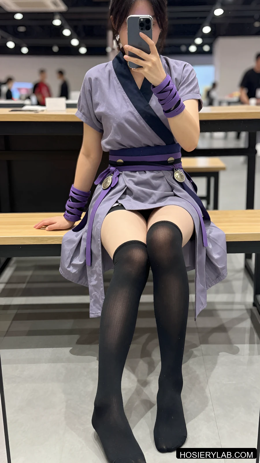 contrast welt 5D 纯黑 及膝袜 视觉参考