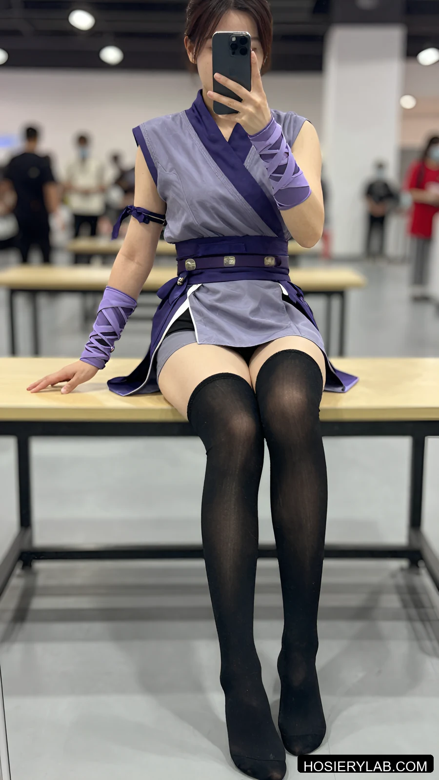 back seam 5D 纯黑 过膝袜 视觉参考