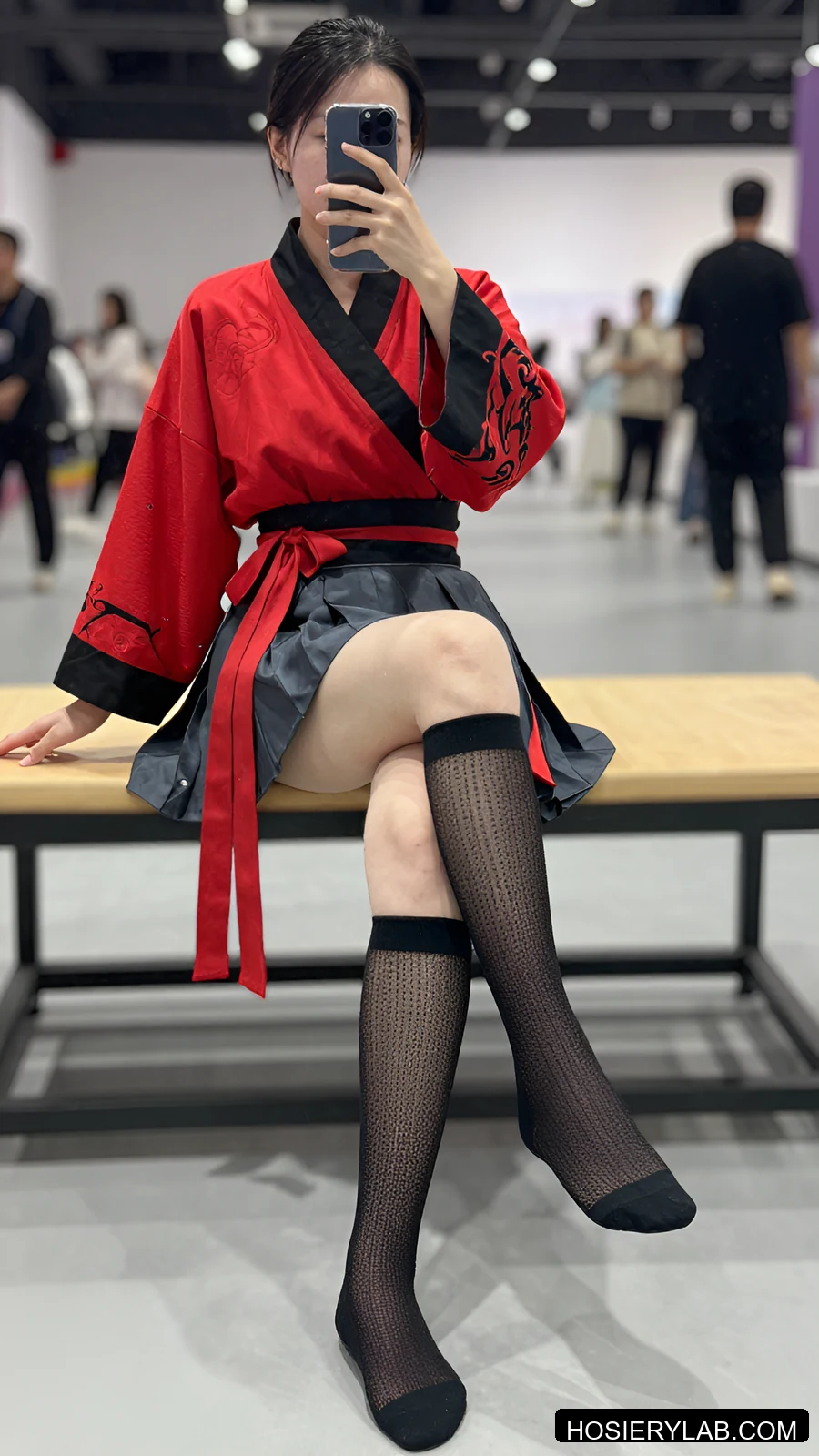 pointelle openwork 5D 纯黑 及膝袜 视觉参考