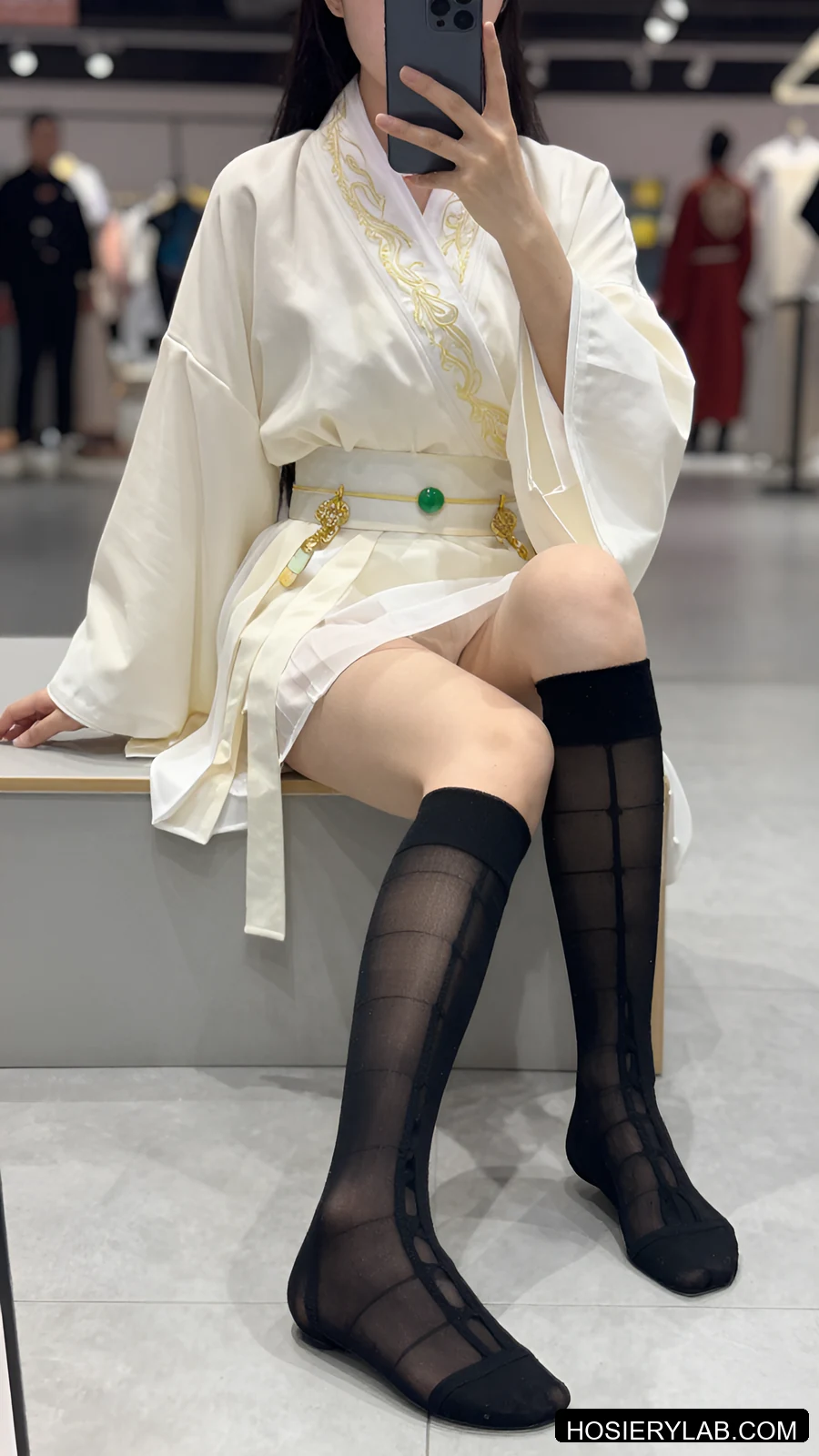 ladder openwork 5D 纯黑 及膝袜 视觉参考