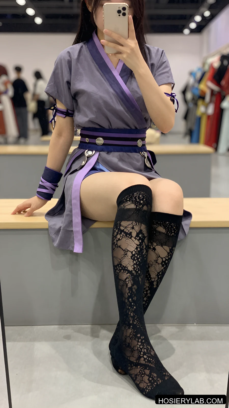 lace medallion 5D 纯黑 及膝袜 视觉参考