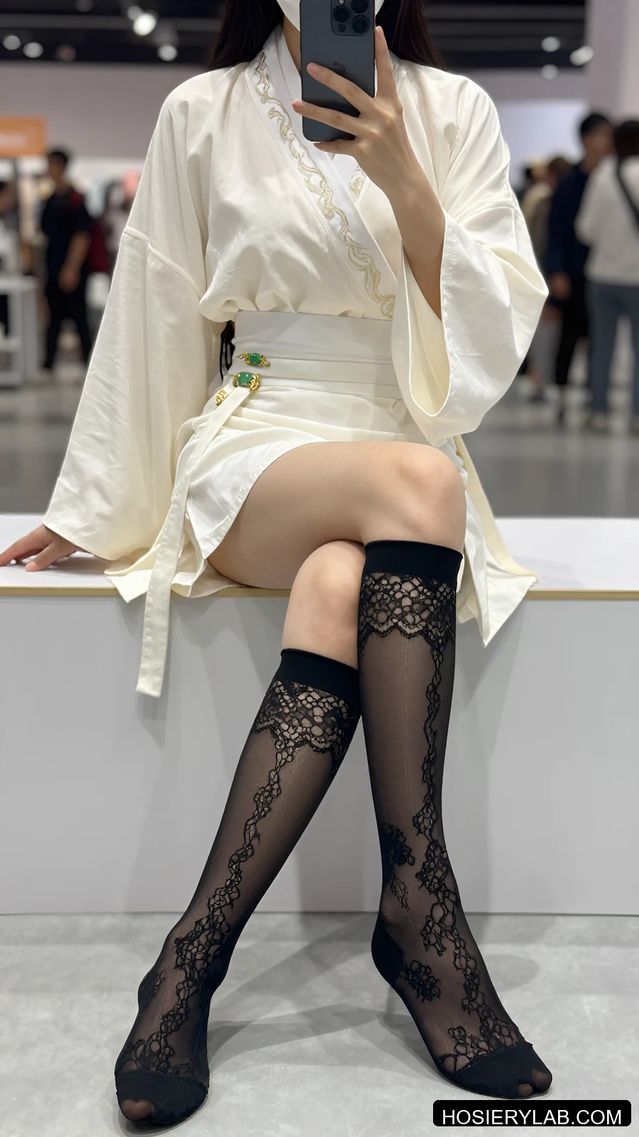 scalloped lace 5D 纯黑 及膝袜 视觉参考